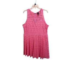 Heart Soul Plus Dress Womans 1X Coral Lace Lined Sleeveless Zip